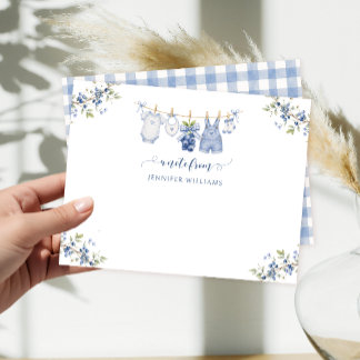 Navy Blue Berry Sweet Baby Boy Shower Note Card