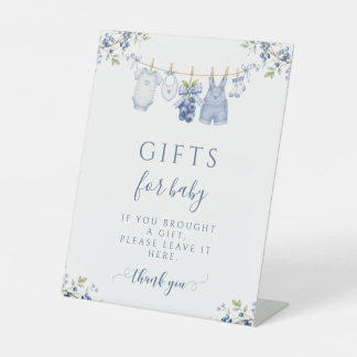 Navy Blue Berry Sweet Gifts for Baby Shower Sign