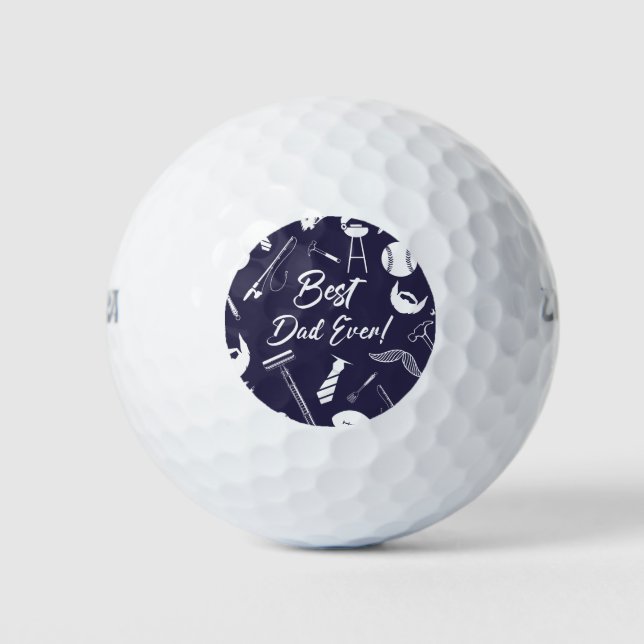  Navy Blue Best Dad Ever  Golf Balls (Front)