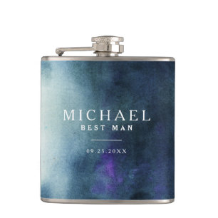 Navy Blue Best Man Wedding Hip Flask