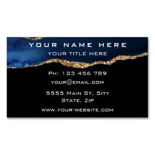 Navy Blue Black and Gold Modern Business Card