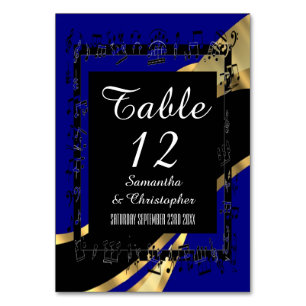 Navy blue, black and gold personalized number table number