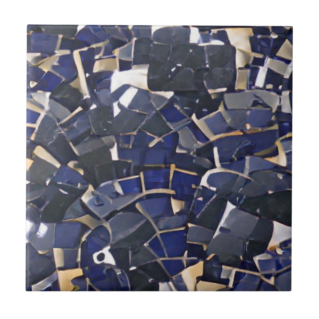Navy blue black corner moroccan mosaic pattern tile (Front)