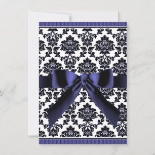 Navy Blue & Black Damask Wedding Invitations