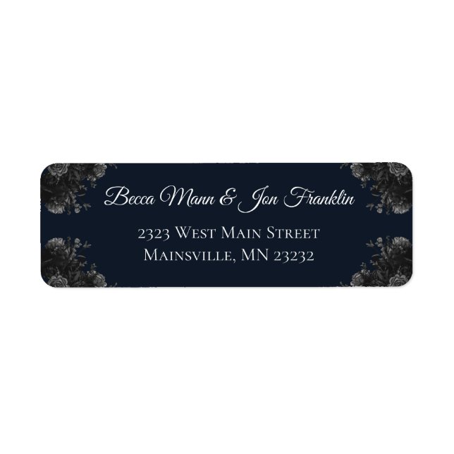 Navy Blue Black Grey Roses Gothic Wedding (Front)