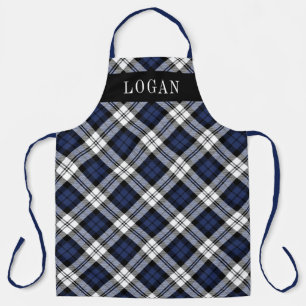 Navy Blue Black Watch Plaid Personalized Holiday Apron