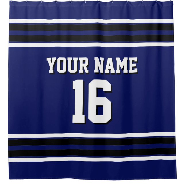Navy Blue Black White Stripes Sports Jersey (Front)