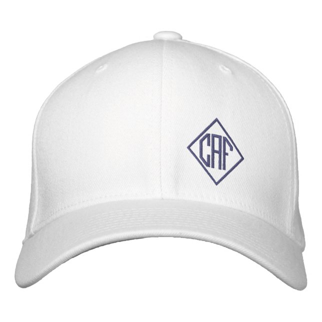Navy Blue Block Font Monogrammed  Embroidered Hat (Front)