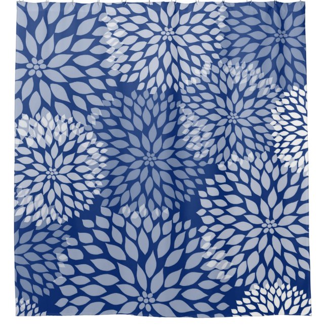 Navy Blue Blooms, modern floral flowers (Front)