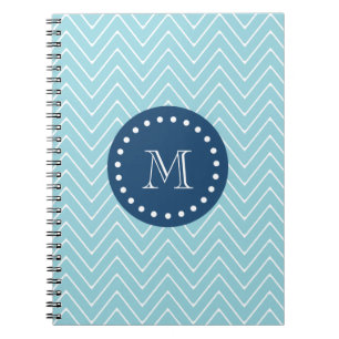 Navy Blue, Blue Chevron Pattern Your Monogram Notebook