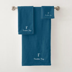 Navy Blue Blueminimalist stylish  Bath Towel Set