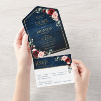 Navy Blue Blush Burgundy Gold Geometric Wedding Al