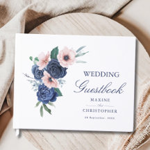 Navy Blue & Blush Floral Geometric Wedding