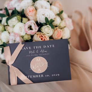 Navy Blue Blush Modern Wedding Save The Date