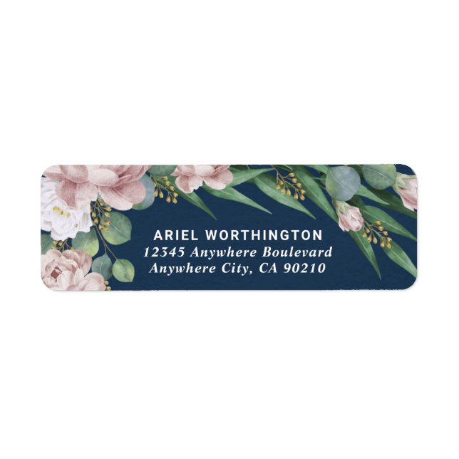 Navy Blue & Blush Pink Dusty Rose Greenery Wedding (Front)
