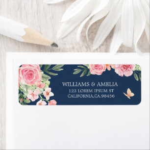 Navy blue Blush Pink & Peach Floral Winter Wedding