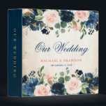 Navy Blue Blush Pink Rose Boho Rustic Wedding Binder<br><div class="desc">Beautiful floral boho rustic country barn wood wedding photo album binder features hand-painted watercolor floral graphics / roses in rich tones of navy blue and blush pink / peach and charming hand lettering style font. Please contact me for any help in customization or if you need any other product with...</div>