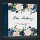 Navy Blue Blush Pink Rose Boho Wedding Binder<br><div class="desc">Beautiful floral boho wedding  photo album binder features hand-painted watercolor floral graphics / roses in rich tones of navy blue and blush pink / peach and charming hand lettering style font. Please contact me for any help in customization or if you need any other product with this design.</div>