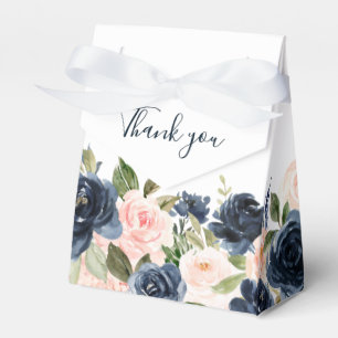 Navy Blue Blush Pink Rose Boho Wedding Favor Box