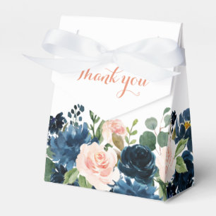 Navy Blue Blush Pink Rose Boho Wedding Favor Box