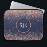 Navy Blue Blush Pink Rose Gold Glitter Monogram Laptop Sleeve<br><div class="desc">Blush Pink - Rose Gold and Navy Blue Faux Glitter and Sparkle Elegant Monogrammed Initials Case. This case can be customized to include your initial and first name.</div>