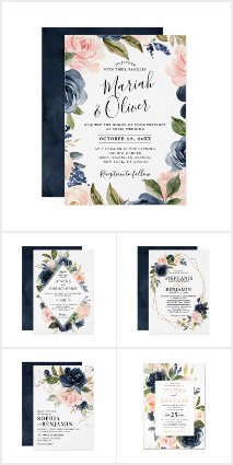 Navy Blue Blush Pink Roses 