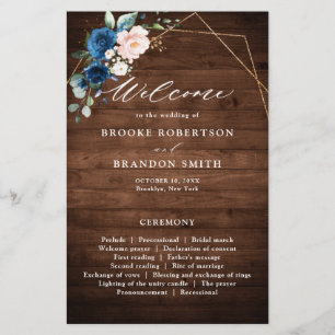 Navy Blue Blush Rustic Wood Gold Geometric Program