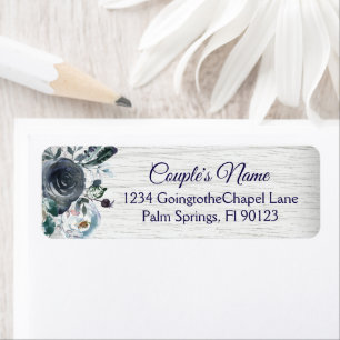 Navy Blue Boho Tribal Watercolor Floral Wedding