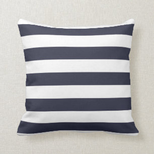 Navy Blue Bold Striped Pillow