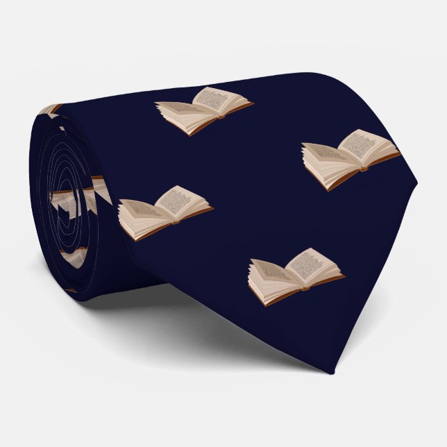 Navy Blue Book Lovers' Work, Graduation Mens' Tie (Rolled)