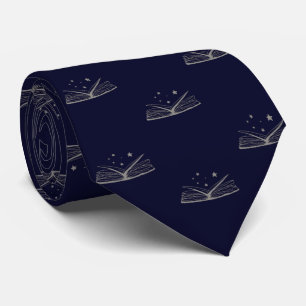 Navy Blue Book Lover's Work, Graduation  Tie