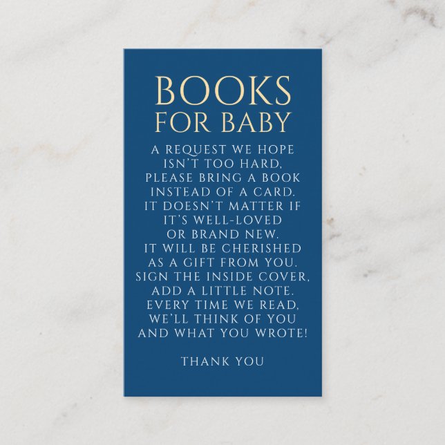 Navy Blue Books For Baby Request Enclosure Card (Front)