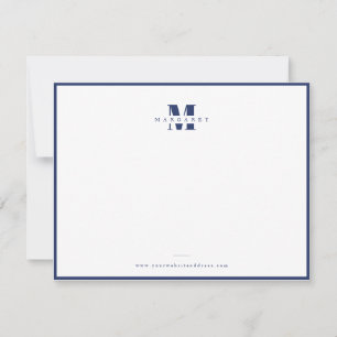 Navy Blue Border Bold Letter Simple Monogram Name Card