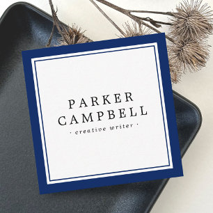 Navy blue border elegant professional minimalist square business card