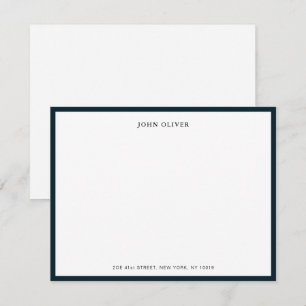 Navy blue border Formal Note Card