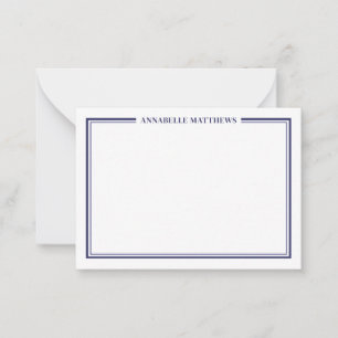 Navy Blue Border Minimalist Name Monogram Card