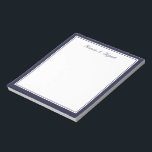 Navy Blue Border Personalized Note Pad<br><div class="desc">Navy blue double border personalized note pad,  script text.</div>