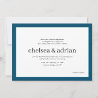 Navy Blue Border Simple Wedding Invitation