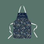 Navy blue botanical elegant modern family gift apron<br><div class="desc">Sage green,  black,  brown green,  Navy blue and grey elegant modern foliage eucalyptus watercolor botanical natural Christmas holiday gift personalised apron design. Simple,  clean elegant minimal design.</div>