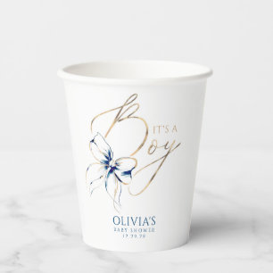 Navy Blue Bow It's A Boy Baby Shower Paper Cups