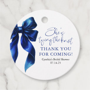 Navy Blue Bow She's Tying the Knot Bridal Shower Favour Tags