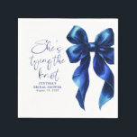 Navy Blue Bow She's Tying the Knot Bridal Shower Napkin<br><div class="desc">When it comes to creating a memorable bridal shower, it’s all about the little details that bring the whole celebration together. These “She’s Tying the Knot” navy blue bow napkins are just the perfect touch to add that graceful flair to your event. Featuring a delicate dark blue watercolor ribbon, they...</div>