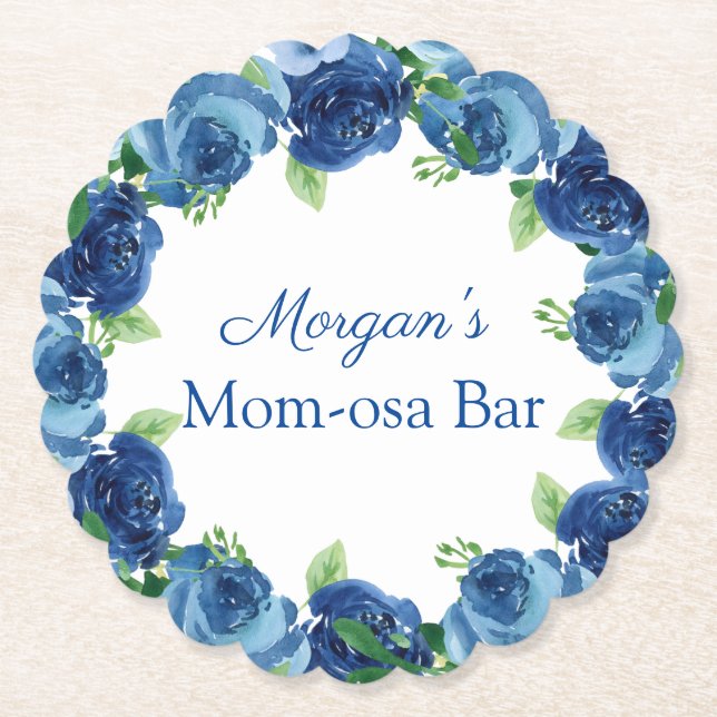 Navy Blue Boy Baby Paper Coaster (Front)