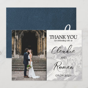Navy Blue Brazil Passport Thank You Card