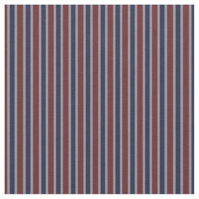 navy blue, brick red, light gray, off-white stripe fabric (Close Up)