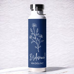 Navy Blue Bridesmaid Name Floral Bachelorette Water Bottle<br><div class="desc">Celebrate in style with our Name Hand Scripted Bachelorette Bridal Party Thermal Wine Tumbler. Featuring an elegant, personalized script design, this tumbler is perfect for keeping beverages at the ideal temperature during your bridal festivities. Crafted from high-quality, insulated materials, it’s as practical as it is chic. Ideal for bachelorette parties,...</div>