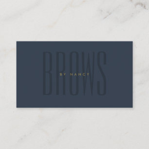 Navy Blue Brows Simple Minimalist Typography  Business Card