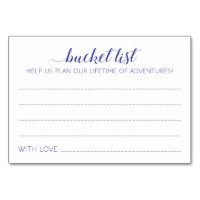 Navy Blue Bucket List Ideas Wedding Advice Cards