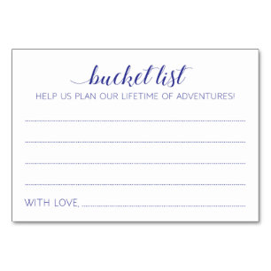 Navy Blue Bucket List Ideas Wedding Advice Cards