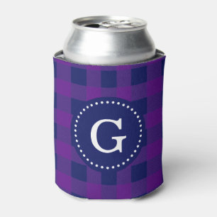 navy Blue Buffalo Plaid Can Cooler